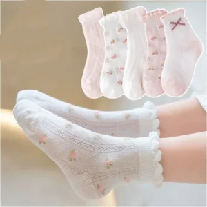Kids Socks 5 Pairs Socks Cute Flowers