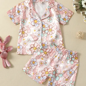 2Pcs Boys Easter Pajamas Set Long Sleeve Striped Print
