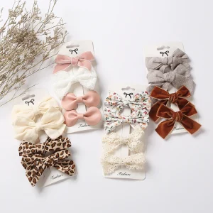 16Pcs Leopard Dot Print Bowknot Hair Bows Clips