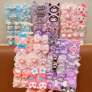 Cute Kuromi rubber band baby headband with hair loops