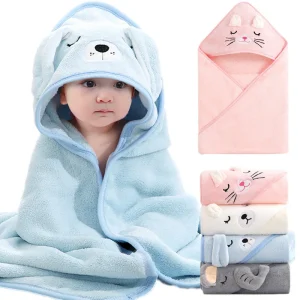 Cartoon Animal Baby Bath Towels Soft Newborn Hooded Towel Blanket
